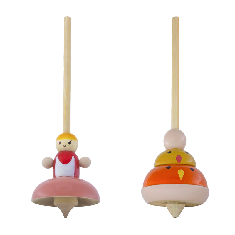 Topsy Turvies | Wooden Spinning Top with Long Handle