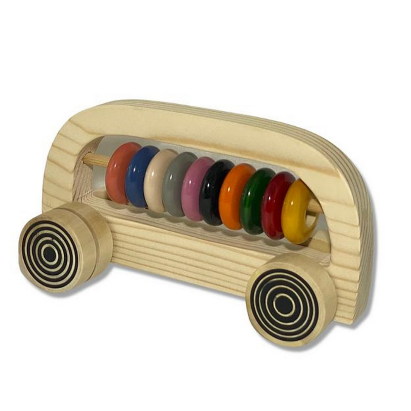 Donut Wagon Wooden Bus Rattle toy