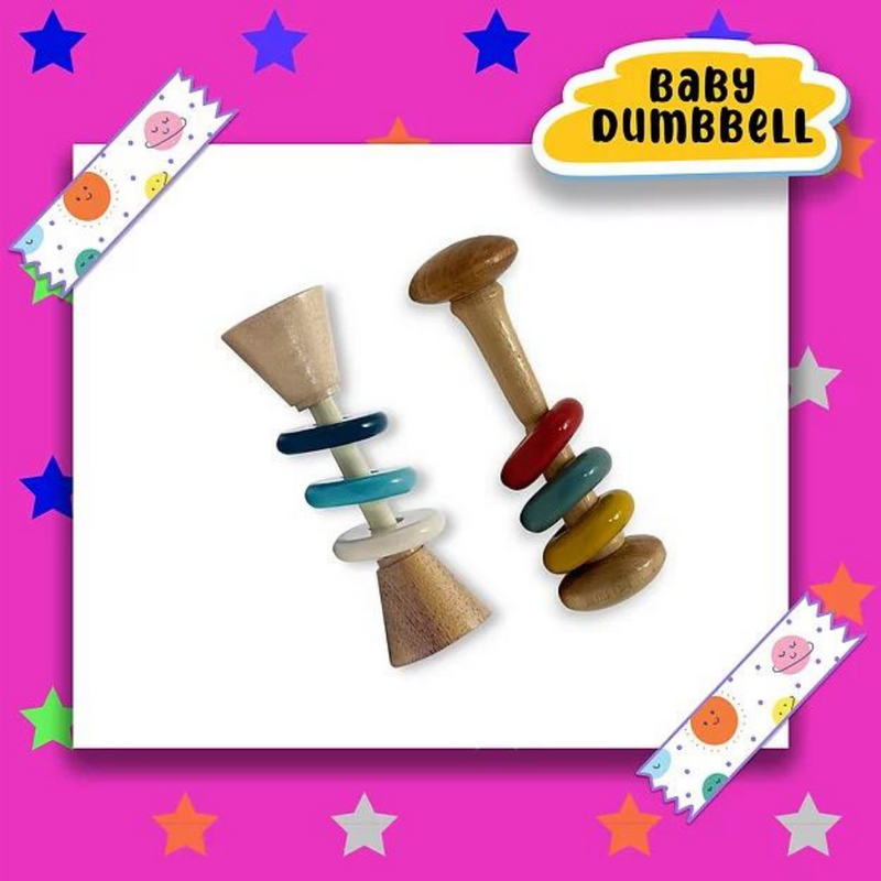 Wooden Dumbbell Rattle Shaker Toy