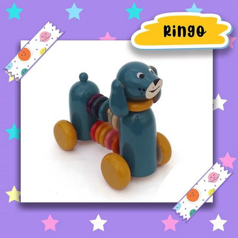 Ringo - Wooden Puppy Rattle Push Toy