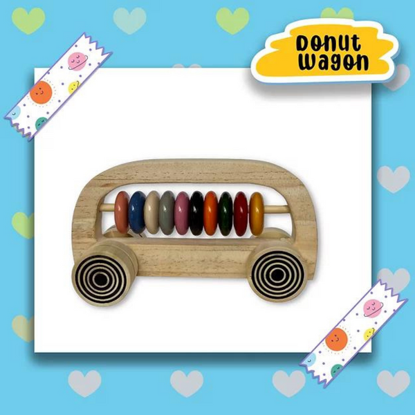 Donut Wagon Wooden Bus Rattle toy